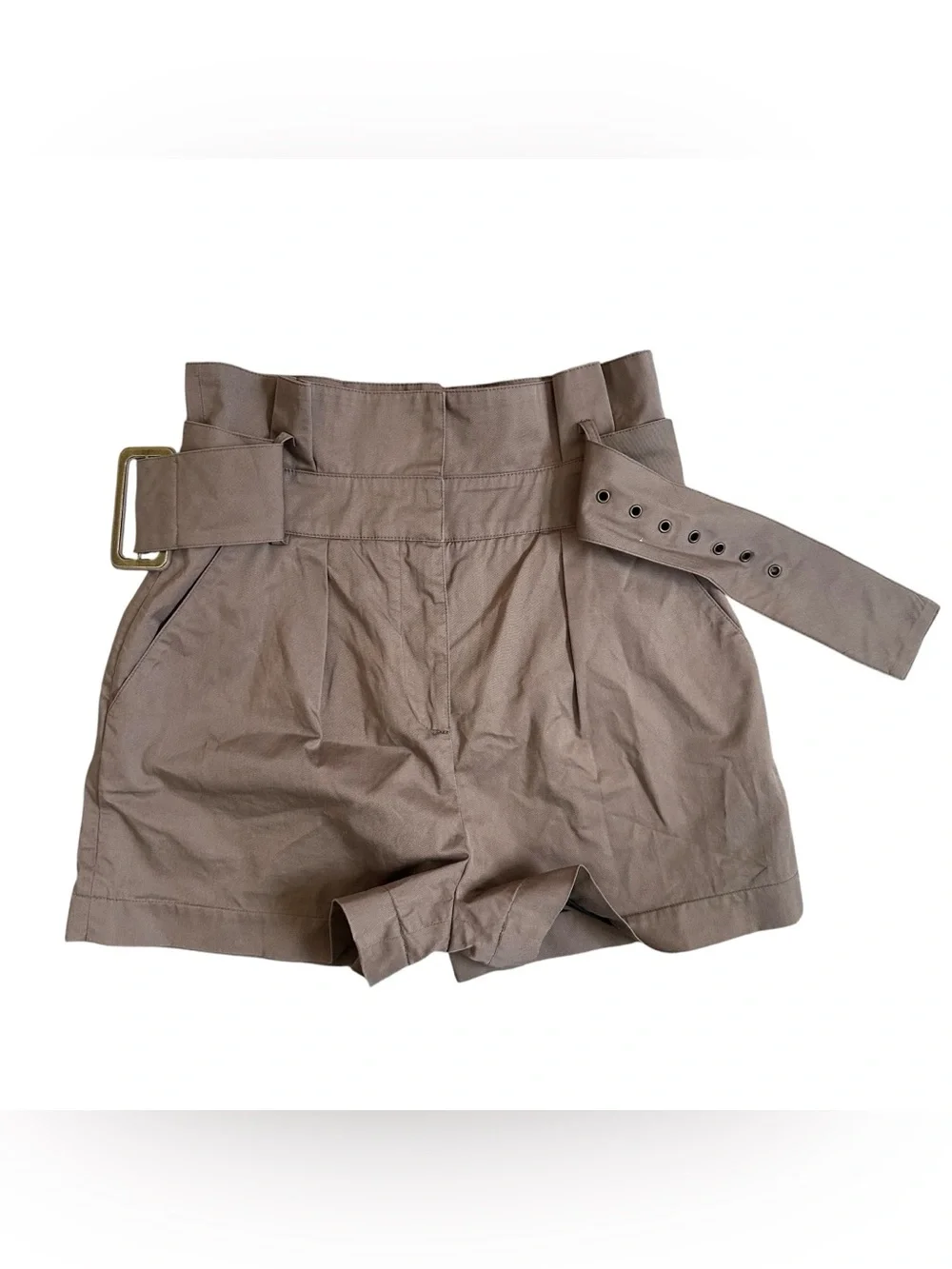 Ba&sh “Kook” Taupe Green Paperbag Belted Dressy Shorts Size Small